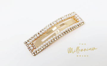 Crystals Pearl Hair Clip, Bridal Hair Accessories, Bridesmaid Gift, Wedding Hair Accessory, Bridal Peach Hair Clip